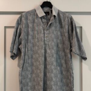 Greg Norman Collection Grey Textured Polo with Light Contrast Collar